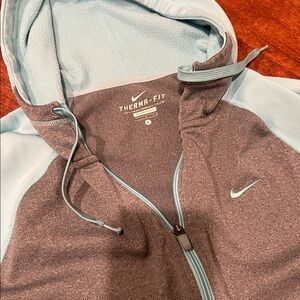 Nike Mauve and Light Blue Therma-Fit Full-Zip Hoodie